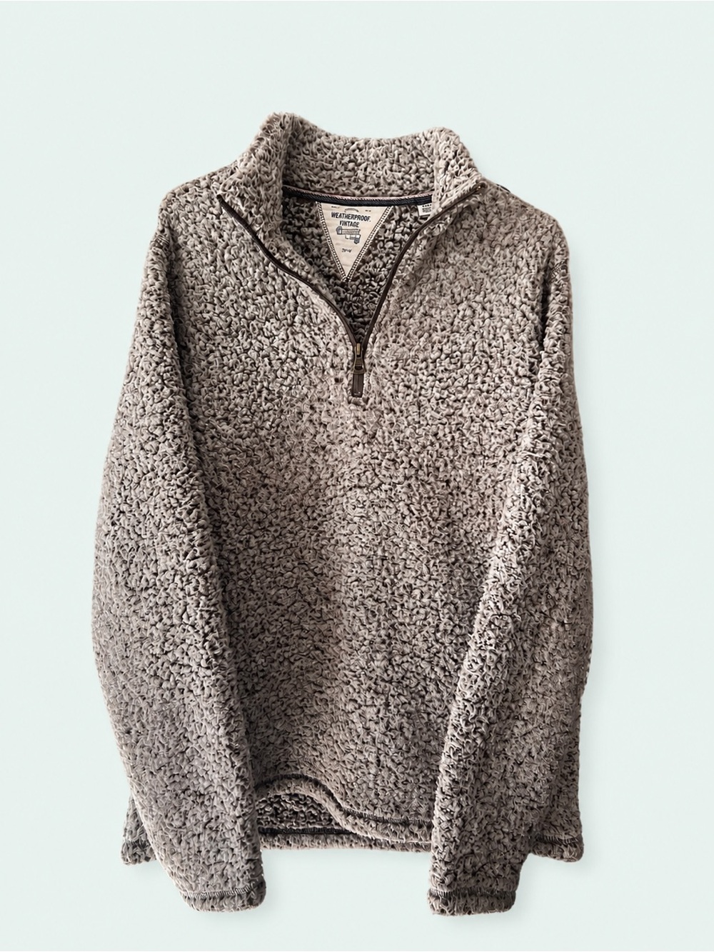 Taupe Sherpa 1/4 Zip Pullover Sweater
